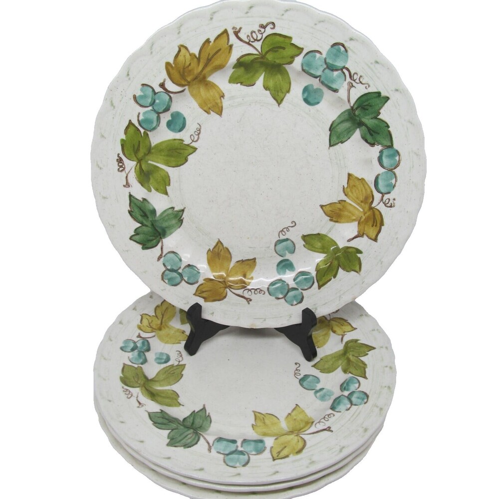 Metlox Vernon Ware Vinyard Set Of 4 Vintage 10 3/4" Dinner Plates READ COND
